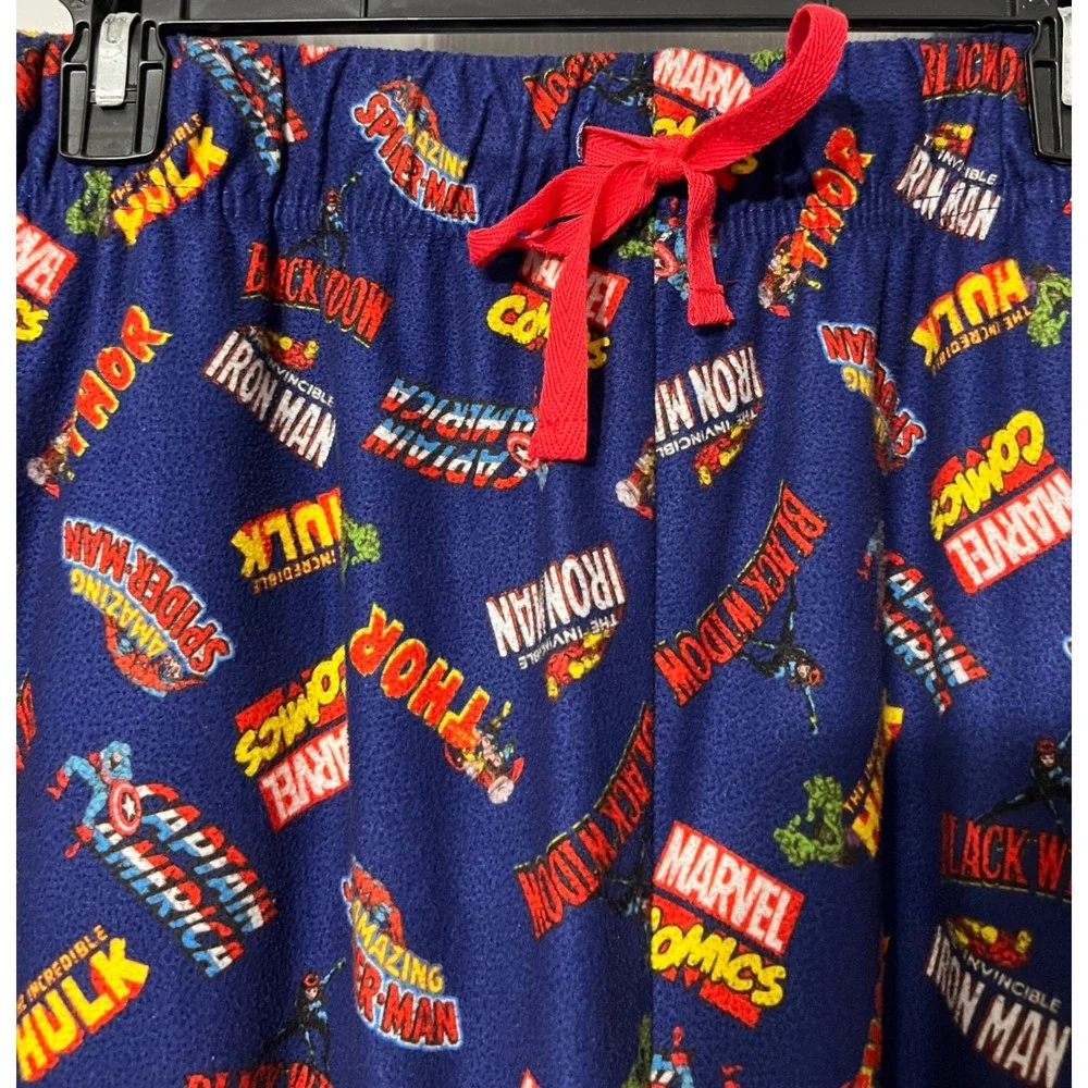 Marvel Comics Avengers Men's Fleece Sleep Pant's Blue Character Logo Print Large